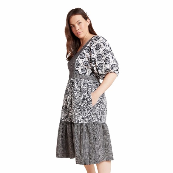 NWT! Anthropologie | Blooming Print Cotton Adrienne Flounced Midi Dress Size 16W - Picture 5 of 16
